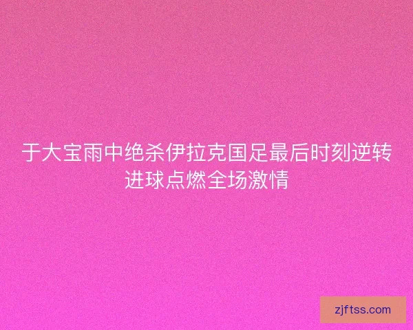于大宝雨中绝杀伊拉克国足最后时刻逆转进球点燃全场激情